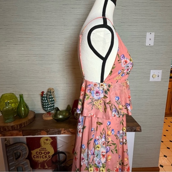 House Of Harlow X Revolve Nel Maxi Dress Sundress Size Small Tiered Flowy Pink - Picture 8 of 9